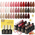 Born Pretty Nude Pink Gel Nail Polish Set 23PCS,Skin Tones Neutral Brown Burgundy Red Gel Polish with Base Gel Glossy & Matte Top Coat Gel Polish Kit for Salon Manicure and Nail Art DIY at Home