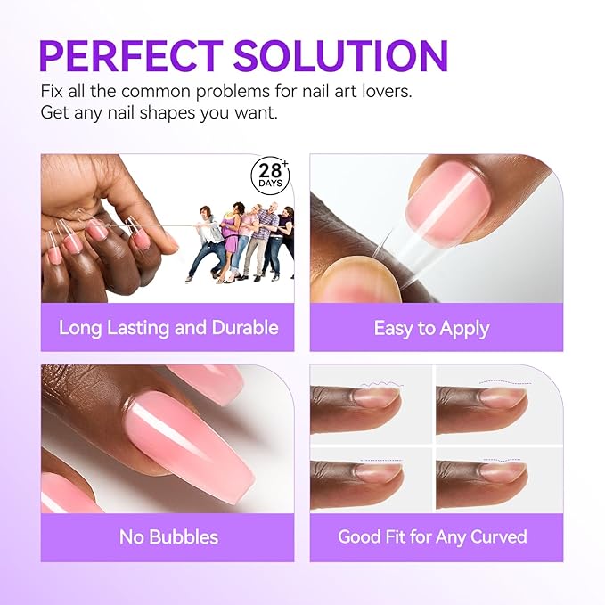 Gelike EC Gel Nail Glue UV Light: Sheer Blush Pink 6 in 1 Adhesive Gel Nail Polish, Strong Nail Glue for Press On Nails Nails Acrylic Tips, Long Last - Nail Art Gift for Home Salon Beginner DIY