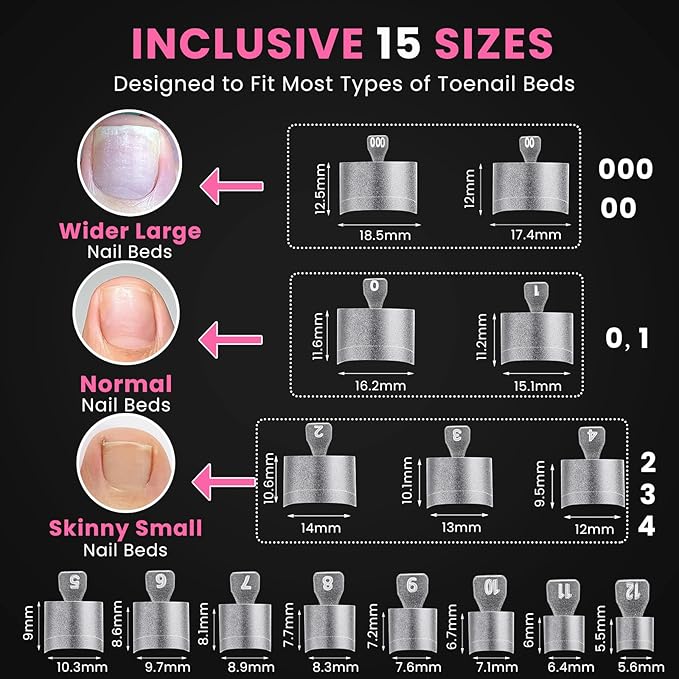 300 Pcs Soft Gel Toe Nail Tips, Short Fake Toenails Tips Square Half Cover No File Needed,Clear Press on Toenails Acrylic Polygel Toenail Tips 15 Wider Size Range (000-12)