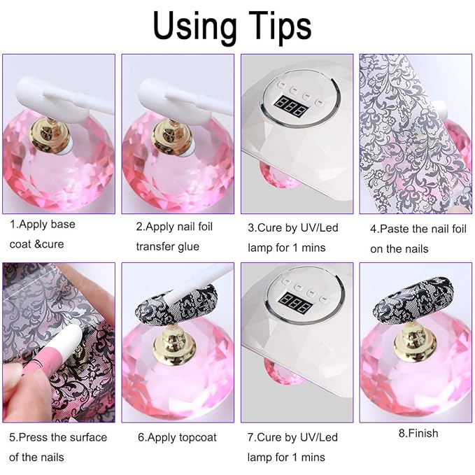 Duufin 300 Sheets Nail Foils Nail Art Transfer Foil Stickers Laser Flower Color Sheet Adhesive Stickers Paper Starry Sky Stars Black White Lace Design for Nail Art DIY Decoration
