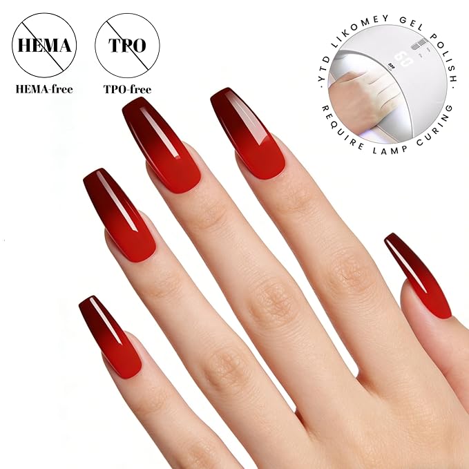 YTD Likomey Color Changing Gel Nail Polish Set,Christmas 6 Colors Shimmer Brocade Glitter Mood Temperature Change Colors Kit,Fall Winter Red Green UV Thermal Varnish,6 Pcs 7.5ml