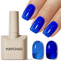 MAYCHAO 15ML Jelly Klein Blue Gel Nail Polish 1Pc Bright Blue Gel Polish Soak Off UV LED Translucent Nail Polish Nail Art Starter Manicure Salon DIY at Home, 0.5 OZ