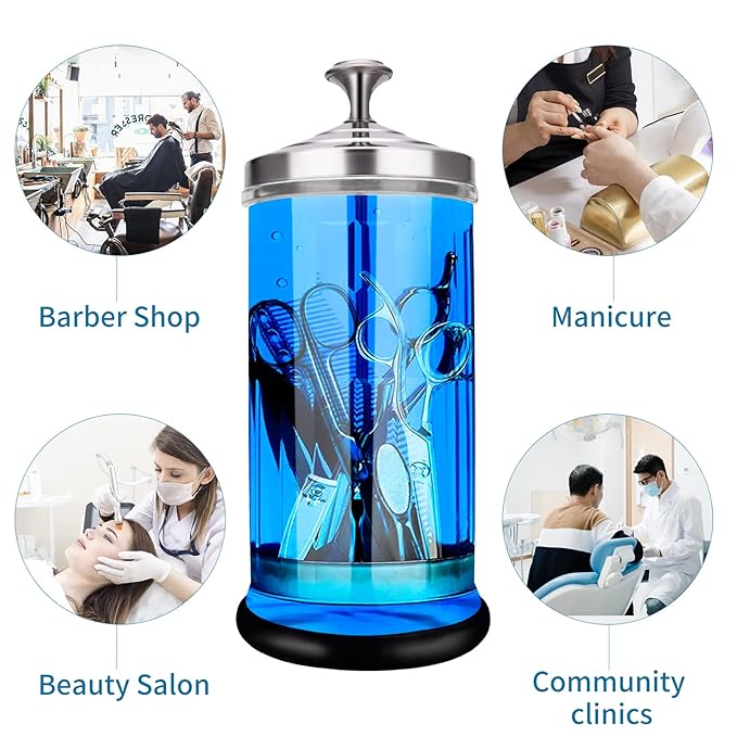 Disinfectant Sterilizer Glass Jar for Nail Tools and BarberShop Hair Stylist Tools (33 Oz /1000ml)