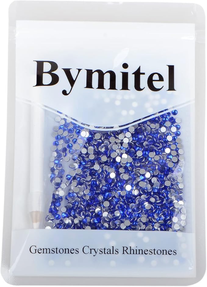 1440PCS Art Nail Rhinestones Non Hotfix Glue Fix Round Crystals Glass Flatback for DIY Jewelry Making with one Picking Pen (ss12 1440pcs, Sapphire)