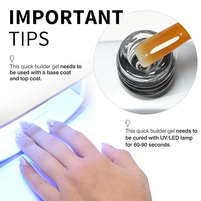 CANNI Quick Builder Nail Gel for Nails – 9ML Clear Soak-Off Nail Strengthening Gel for Apex Building DIY UV LED Manicure