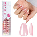 Press On Nails - Short Almond Nails, 160Pcs Acrylic Nails, Fake Nail Tips for DIY Nail Art, Soft Gel Nails, Pink, 16 Size