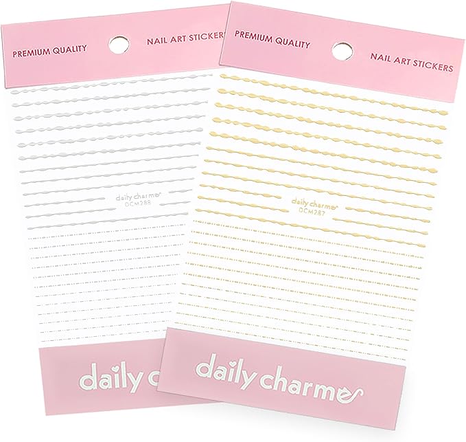Daily Charme Gold and Silver Decorative Lines Sticker Bundles Metallic Nail Art for Women Girls DIY Nail Decoration