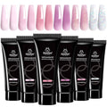 Beetles Poly Nail Gel Kit - 6 Colors (Rose Love) - Nude Pink Glitter - DIY Home Salon Gift for Women Girls