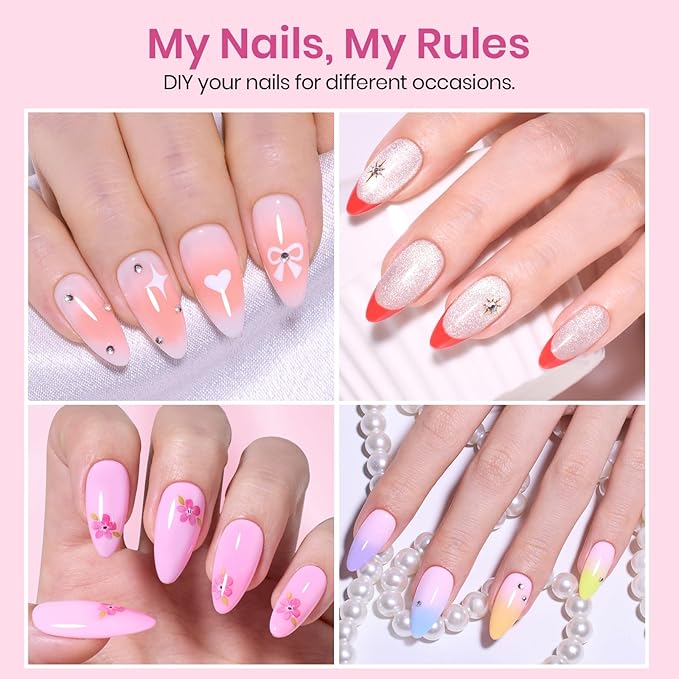 Beetles Medium Almond Nail Tips 576pcs 12 Sizes, Pre-Etched Soft Gel Nail Tips Half Matte Full Cover Press on False Nail Tips Clear Acrylic Nails Glue on Nails DIY Nail Extension Gift for Women