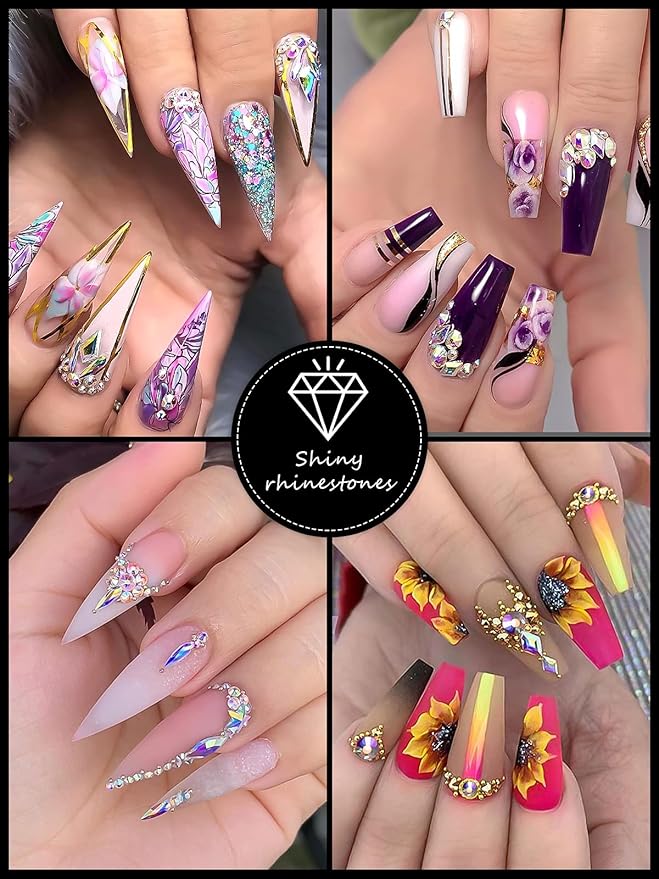EBANKU Professional 9800 Pcs Mixed Shape Nail Rhinestone Kit with Picker & Dotting Pen for Acrylic Nail Art
