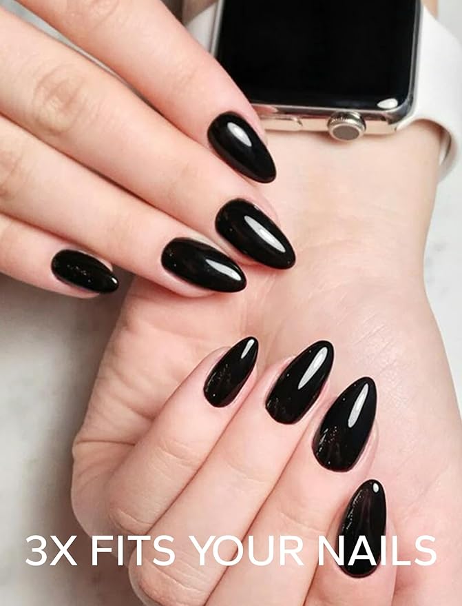 Nail Polish Strips – 32PCS UV Free Salon Quality Wraps, Long Lasting Gel Nail Stickers for Women (Nightshade Black)