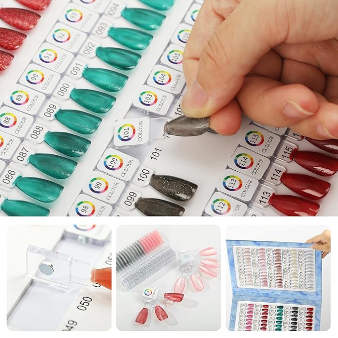 Magnetic Nail Swatch Book,120 Nail Color Display Book with 120 Magnetic Tips,Professional Nail Salon Color Display Book for Easy Preview & Storage