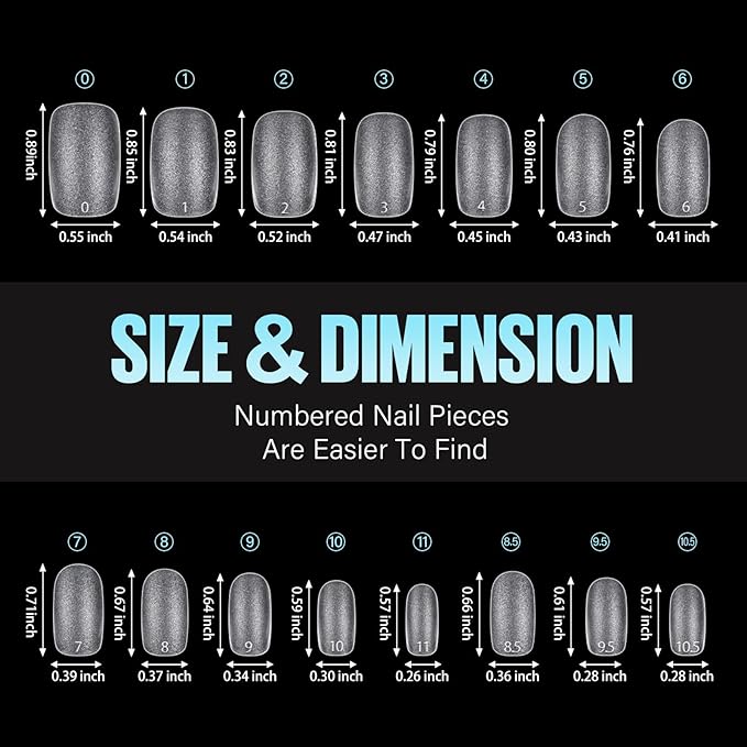 TOMICCA Short Oval Nail Tips, 240Pcs 15Sizes Double Sided Matte Nail Tips for Manicure, Acrylic Full Cover Fake False Press on Nails for Home DIY Art