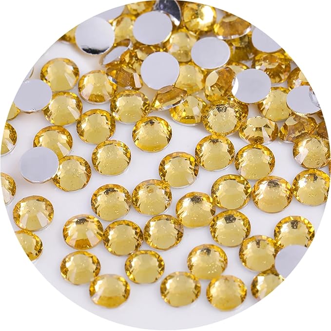 4500 Pcs SS6 2mm Flatback Rhinestones for Nails Art Crafts Glitter Round Gems Crystals DIY Clothes Shoes（Crystal Yellow)