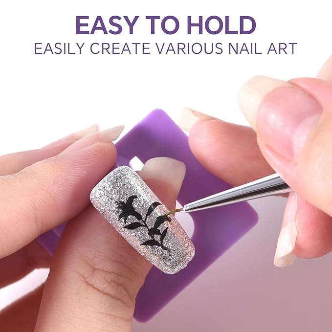 10PCS Plastic Nail Display Stands with Holes Nail Training Frame with 110Pcs Practice Nail Tips, Spliced Stand for Gel Nail Polish DIY Nail Practice Display Tool, Purple