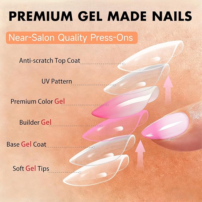 Chrome Ombre Hot Pink Press on Nails Short Almond, Glazed Cute Fake Nails with Sparkle Mirror Design, Shiny Glitter Glue on Nails Stiletto, Gradient Nude Gel Nail Press ons with Glue 30 Pcs