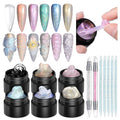 Solid Builder Gel for Nails, 6 Colors Clear and Aurora Mermaid 3D Sculpting Gel Non-Sticky Molding Hard Gels Extension Glue with Silicone Carving Pen Manicure DIY Salon Home