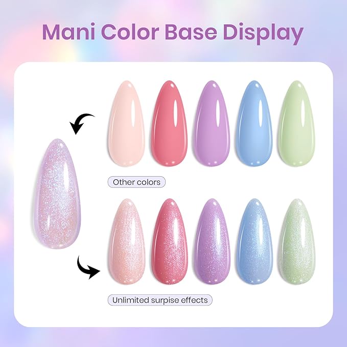 Beetles Glitter Gel Nail Polish, 15ML Purple Jelly Gel Polish Shimmer Neutral Nail Polish Sheer Translucent Effect Nail Concealer Soak Off UV Luminous Mirage Series Manicure Gift for Women