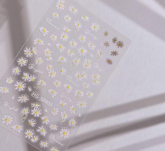 Magrace Flower Nail Stickers for Spring 1 Sheets 5D Self-Adhesive Nail Art Decals for Women Flower Stickers Decoration