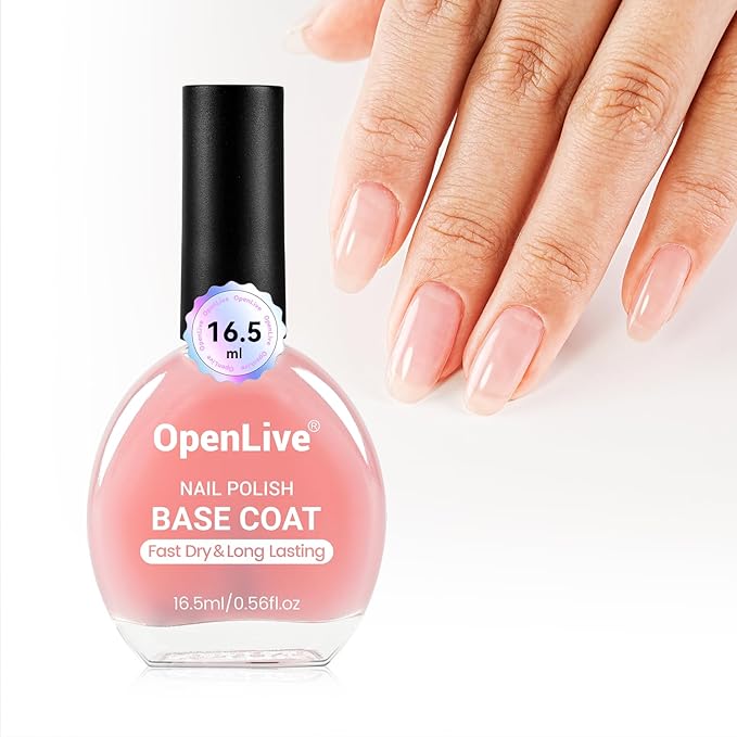 Base Coat Nail Polish Sheer Pale Pink, Regular Nail Polish Enhances Natural Look, Quick Air Dry for Women Salon DIY Nail Art