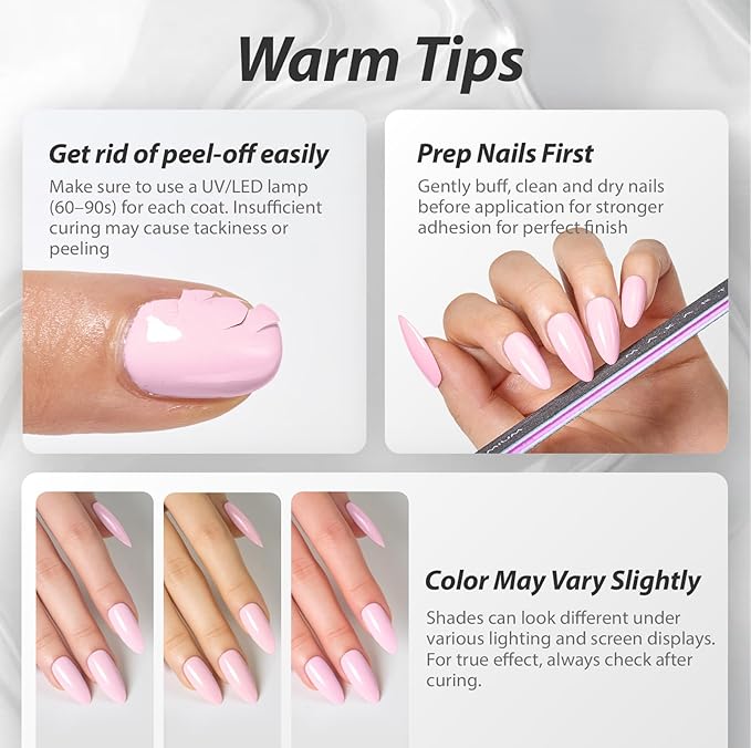 Makartt Pink Gel Nail Polish Set 15ml One N'Done 6 Colors Pink Gel Polish Kit High-Gloss Love-Heart Glitter White Rose Red, Salon-Grade UV Nail Art Manicure DIY Salon Home - Little Love Notes
