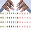 10 Sheets Silver Flame Nail Art Stickers, 3D Gradient Blusher Self-Adhesive Decals, Silver Line Heart Star Y2K Stickers for DIY Art Decoration - 10 Colors