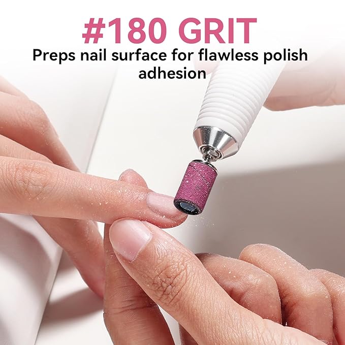 Makartt Sanding Bands for Nail Drill - 100 Pcs Nail File Sanding Bands for Drill Bits #180 Medium Grits for Acrylic Nails Gel Removing and Shaping, Upgrade Thicker Durable Sanding Drill Bit, Pink