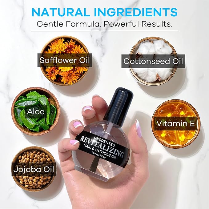 Ellie Chase Moisturizing Cuticle & Nail Care Oil 2.3 Fl Oz Unscented - Infused with Jojoba Oil, Aloe, Vitamin E – Nail & Cuticle Hydration, Repair, Moisturizer, Strengthener, Growth