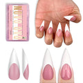 NOVO OVO White French Tip Sharp Stiletto Pointed Medium Long Nail Tips Press on Berry Pink, Soft Gel Fake Acrylic Extension, Full Cover False Nails for Salon DIY x 16 Sizes 160 pcs
