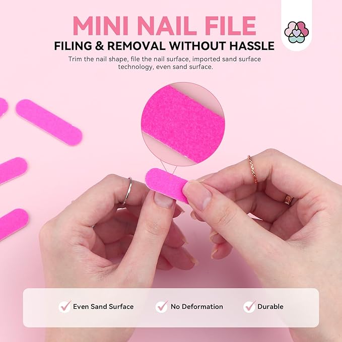 SAVILAND 20PCS Press on Nail Tool Kit: Nail Prep Kit with Nail Glue, Adhesive Tabs, Mini Nail File, Acrylic Sticks, Prep Pads for Press on Nail Art Starters Press On Nail Packaging for Salon Business