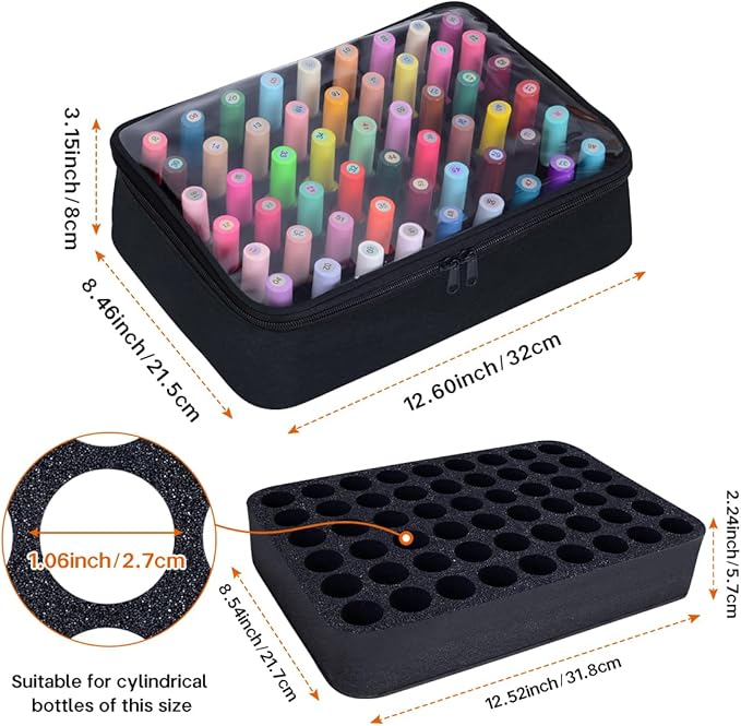 Small Clear Nail Polish Organizer Case Holds 54 Bottles(15ml-0.5fl.oz) Multifunctional Nail Polish Bag, Cosmetic Travel Makeup Bags for Women, Black