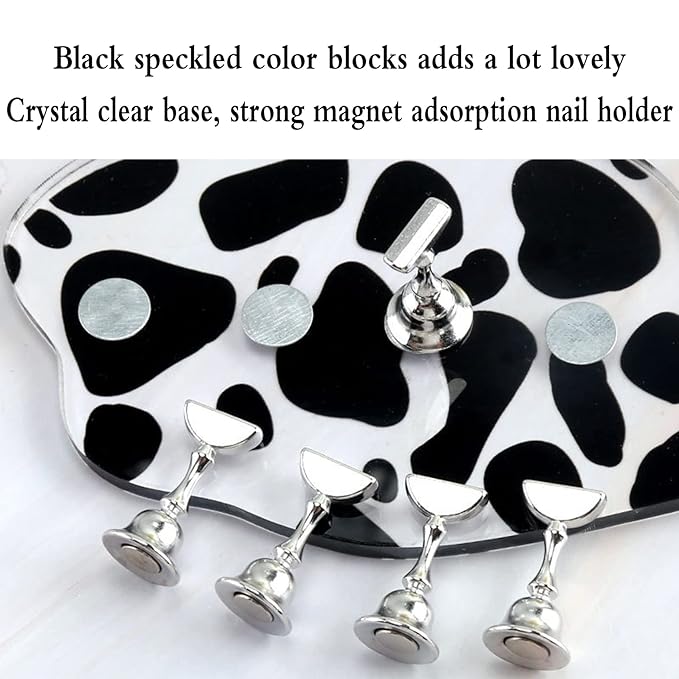 1Set Acrylic Nail Stand with 42pcs Reusable Putty Metal Nail Holder for Painting Nail Display Stand Nail Hand Practice Nail Tip Stand Magnetic Nail Art Tools DIY for Homes and Salons