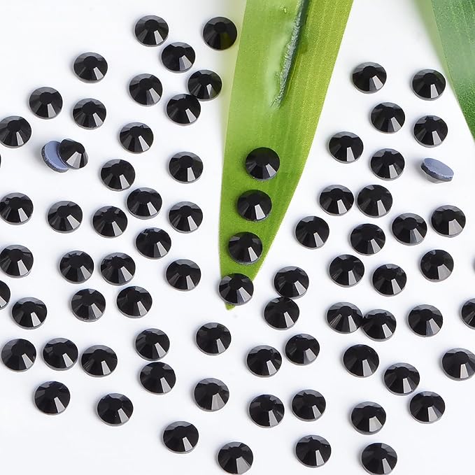Bymitel Hotfix Crystal Rhinestones Round Gems Iron on DIY Jewelry Making Flat Back for Crafts,Black, 6.3mm(SS30/288pcs)