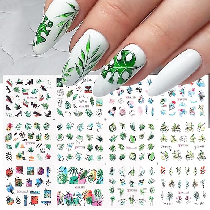 48 Sheets Flowers Nail Art Stickers, Holographic Spring Floral Water Transfer Nail Decals Design, Flowers Leaf Butterfly Nail Sticker for Women Girls Manicure Decorations Resin Nail Decal Tattoo Set