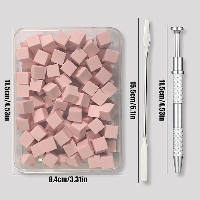 100pcs Nail Sponges for Ombre,Ombre Nail Brush With Grabbing Pen and Stainless Steel Mixing Stick,Soft Nail Art Sponges,Nail Design Tools for Professional and Beginner Manicure Salon (Pink)