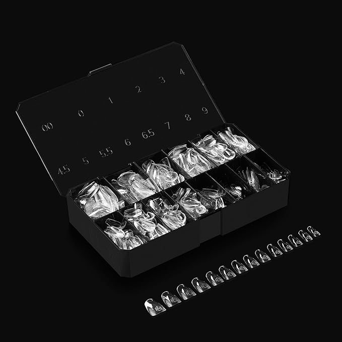 Apres Nail Gel-X Sculpted Coffin Short Box of Tips | 600 Gel-X Tips, Premium Quality, 14 Sizes 00-9 | Half-sizes Included