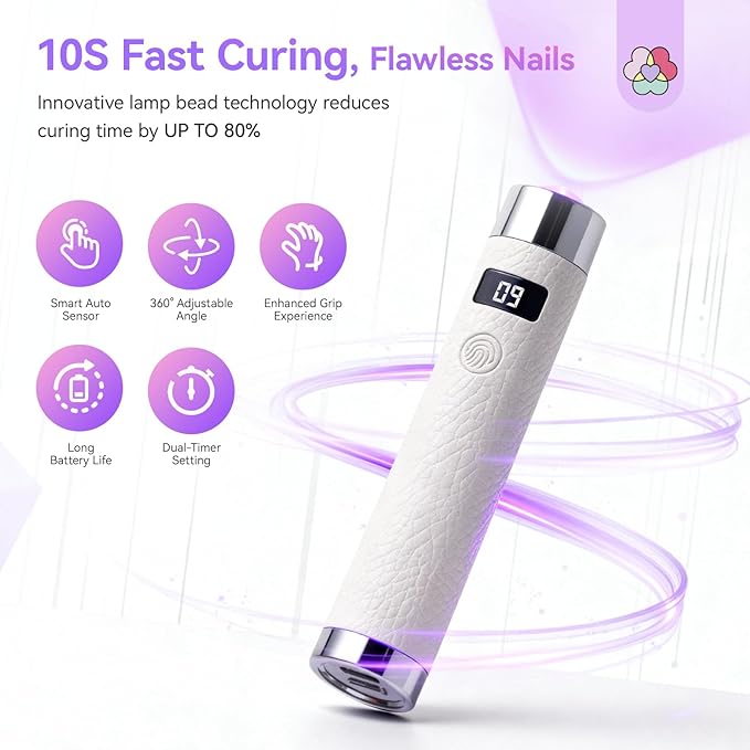 Saviland UV Light for Gel Nails: Smart Sensor 10s Fast Flash Cure UV Nail Lamp with Magnetic Stand Holder 360° Coverage Flash Cure Light Nail Glue Nail Gems Nail Lamps for Gel Polish