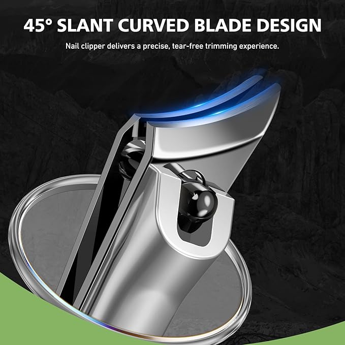 Slanted Curved Blade Ingrown Toenail Clippers for Thick Toenails, Angled Toe Nail Fingernail Cutter Trimmer for Seniors and Men - Black (Pear Silver)
