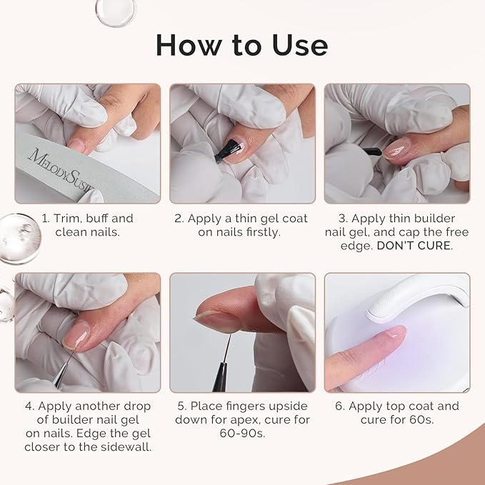 MelodySusie Hema Free Builder Nail Gel for Nails Thickening, 0.5 Fl Oz, Soak Off UV Extension Gel, Nail Art Design Salon DIY Manicure at Home for Women 3PCS