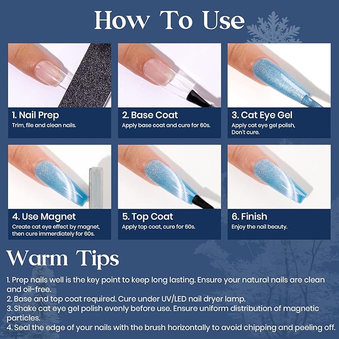 MIZHSE Cat Eye Gel Nail Polish, 8 Colors Velvet Magnetic Gel Polish Kit with Magnet Stick, Holographic Glitter Smoothie Winter Colors Silver Purple Pink Soak Off Nail Art Salon Home Manicure Gift
