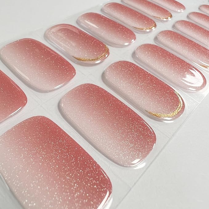 20pcs Semi Cured Gel Nail Strips Salon Quality DIY Wraps UV Light Required