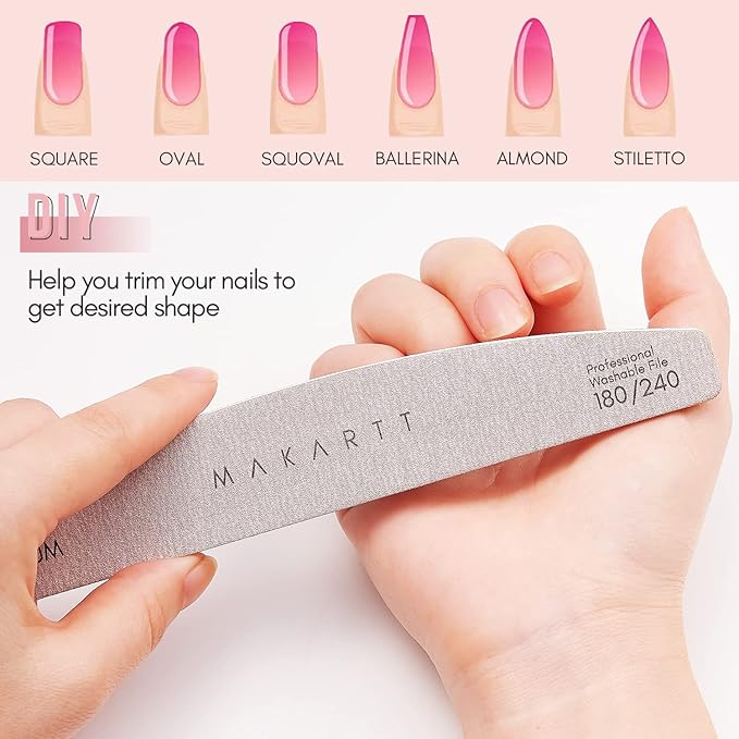 Makartt Nail Files: 180/240 Grit Emery Boards for Nails, 10pcs Professional Dual-Sided Fingernail Files for Natural Nails Prep & Buffing, Reusable Nail Care Manicure Set for Salon & Home Use