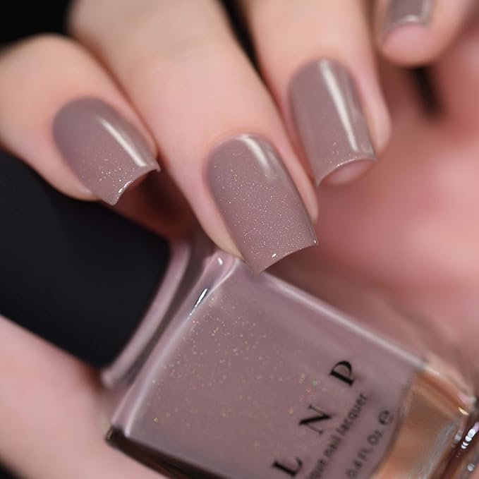 ILNP Coffee Run - Creamy Mocha Neutral Nude Nail Polish, Subtle Holographic, Chip Resistant, 7-Free, Non-Toxic, Vegan, Cruelty Free, 12ml