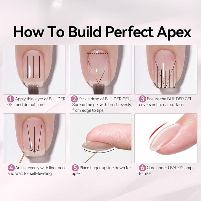Born Pretty Builder Gel for Nails 15ml,8-in-1 Hard Gel for Nail Extensions, Apex Building, Base Gels & Strengthener,Light Pink Rhinestone Glue for DIY Beginners& Salon