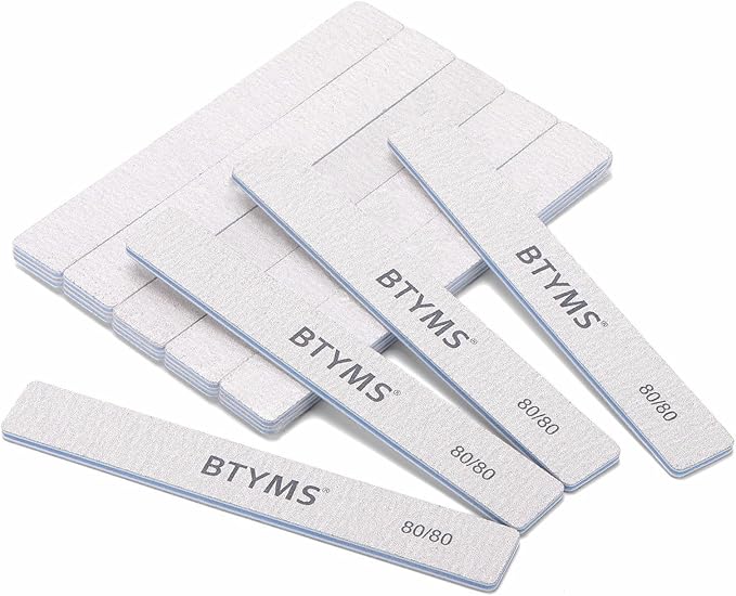 15 Count 80/80 Grit Nail Files for Acrylic Nails, Reusable Buffering Files Double Sided Emery Boards for Nails