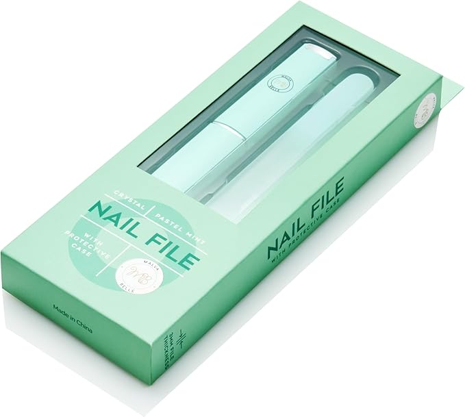 Malva Belle Best Crystal Glass Nail File for Women - File & Travel Case Set - Heavy Duty for Natural Nails, Gel - Professional Nail Shaper – Nail Care Essentials - Pastel Green 2mm