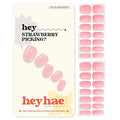 Heyhae Semi Cured Gel Nail Strips | No LED Lamp Needed | Solid, Pink, Spring | Easy Apply & Remove, Salon Quality | Includes 28 Strips, 1 Prep Pads, Nail File & Wooden stick - Hey, Strawberry Picking?
