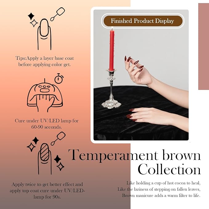 CAMILA ¿ 6pcs 15ml Hema Free Tpo Free Brown Gel Polish Set Red Pink Dark Brown Coffee Khaki Caramel Soak Off Gel Polish Gift For Women Salon Manicure H Set