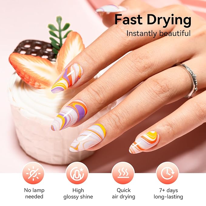 Nail Polish Set: 6 Pastel Candy Dopamine Colors Orange Milky Quick Dry Regular Nail Polish Pack, Vegan Cruelty-free, Rich in Castor Oil, Holiday Party Nail Art DIY Home Travel Manicure Gift