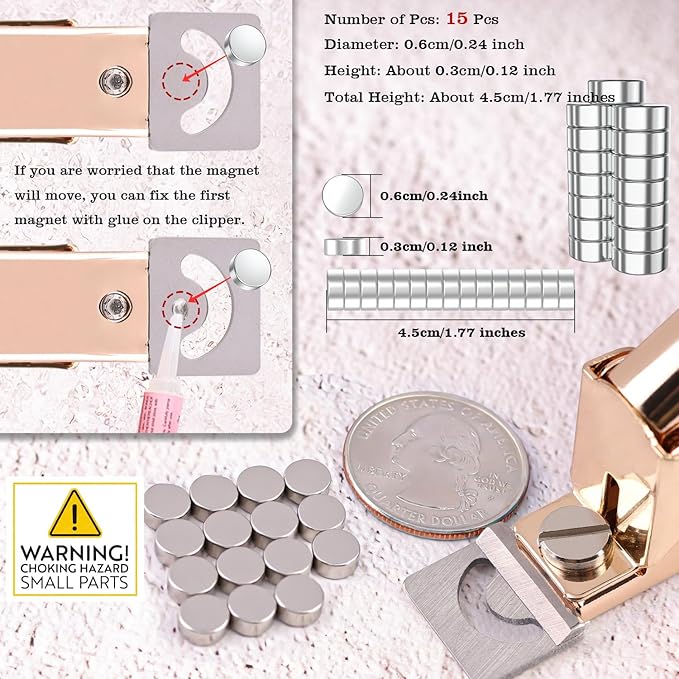 Gold Premium Nail Clippers with Magnet Sizers for Acrylic Nails, Professional Stainless Steel Fake False Nail Tip Clipper Cutter Trimmer, Manicure Tool for Salon Home Nail Art